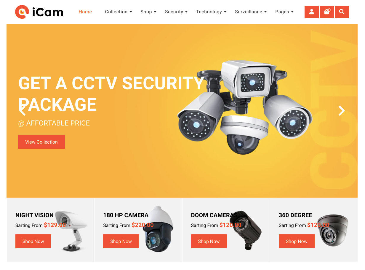 iCam | CCTV Shopify Theme