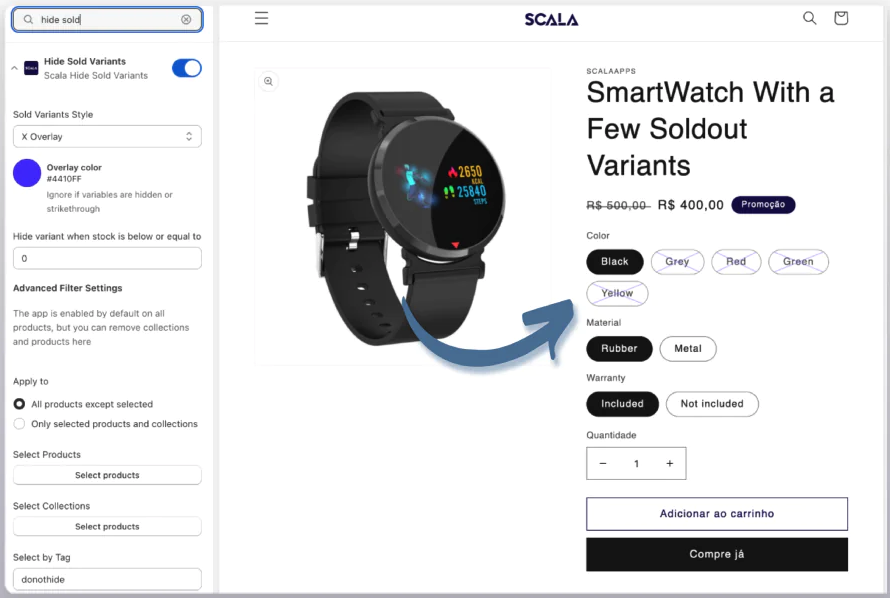 Scala Hide Sold Variants