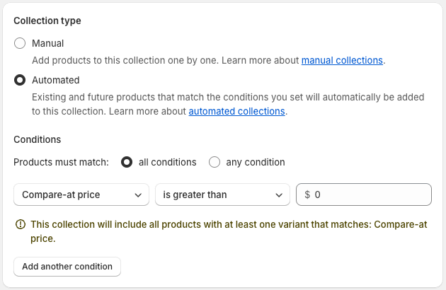 How To Create an On-Sale Automated Collection in Shopify