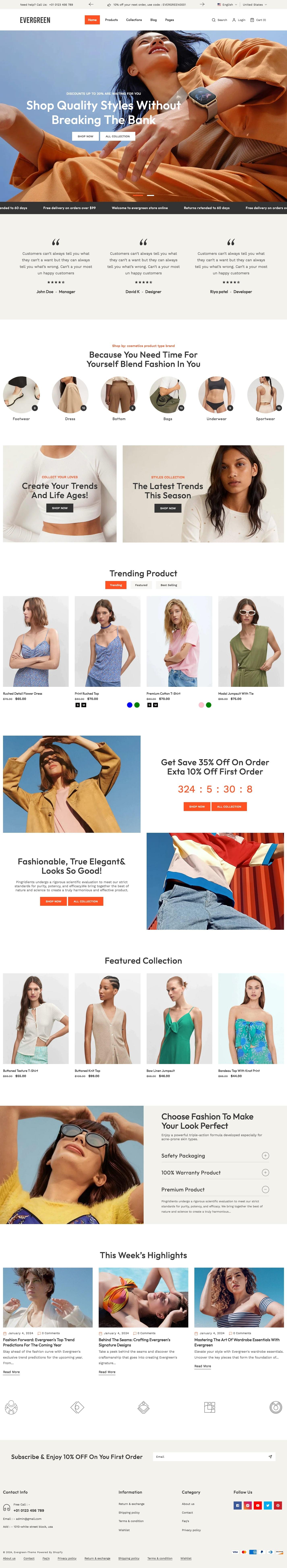 Evergreen - Clean Fashion & Innovative Multipurpose Shopify 2.0 Responsive Theme