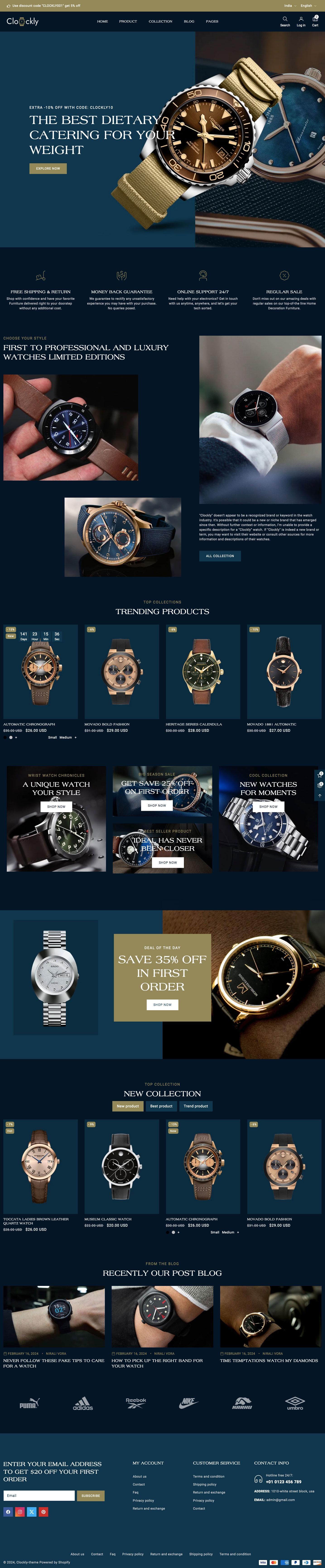 Clockly - Smart Watch Store & Minimal Fashion Shopify 2.0 Responsive Theme