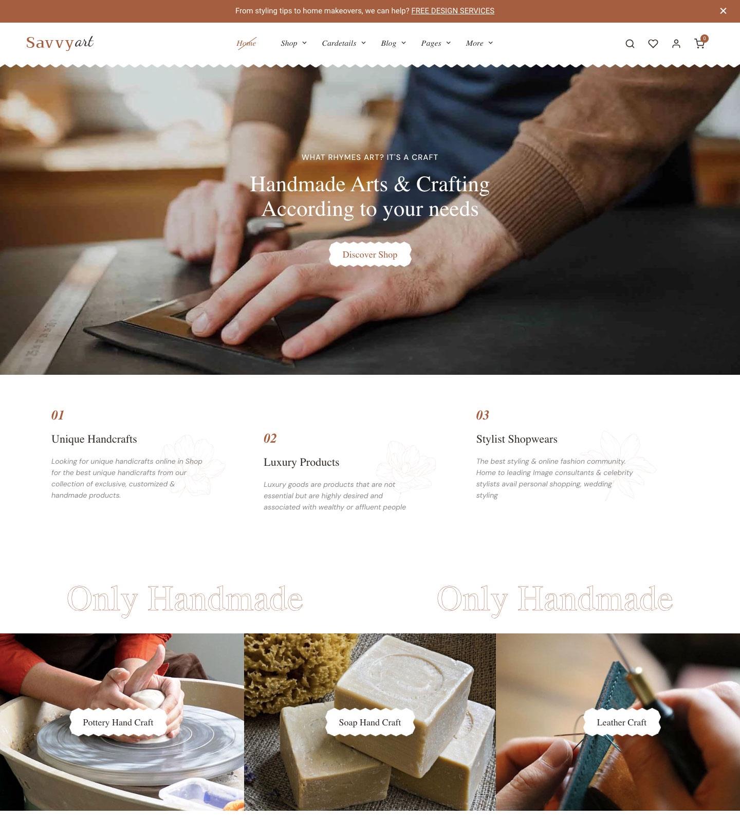 SavvyArt - Handmade & Crafting - Shopify OS2.0 Theme